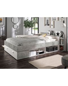 Bed TOUNSA 140x190 cm wit/beton