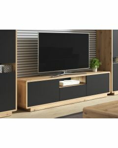 Tv-meubel ASTER 180 cm 2 deuren 1 lade mat zwart/taurus eik