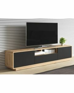Tv-meubel ASTER 200 cm 2 deuren 1 lade mat zwart/taurus eik