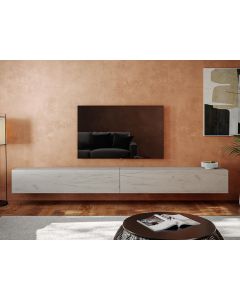 Tv-meubel KINGSTON 2 klapdeuren 280 cm gebleekte eik zonder salontafel