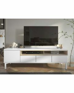 Tv-meubel ROMU 1 deur en 3 lades wit/eik 
