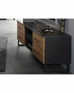 TV-meubel BUTTO 4 lades 2 vakken wotan eik/metaalgrijs
