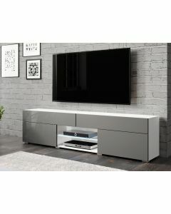 Tv-meubel CARTER 2 deuren 2 lades hoogglans grijs/wit zonder led 
