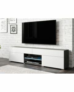 Tv-meubel CARTER 2 deuren 2 lades hoogglans wit/matera zonder led 