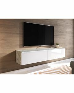 TV-meubel DUBAI 2 klapdeuren 140 cm hoogglans wit/beton zonder verlichting