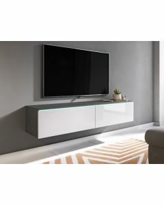 TV-meubel DUBAI 2 klapdeuren 140 cm matera/hoogglans wit zonder verlichting