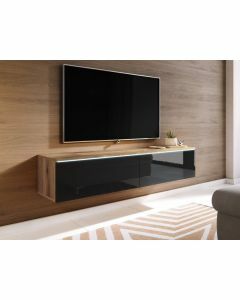 TV-meubel DUBAI 2 klapdeuren 140 cm eik wotan/hoogglans zwart zonder verlichting