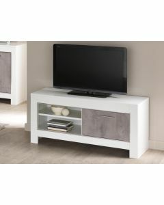 Tv-meubel MADONNA 1 deur hoogglans wit/hoogglans beton