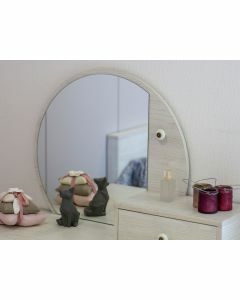 Commode AMIKA 3 lades 2 vakken wit kastanjehout met spiegel 
