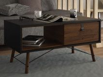 Salontafel RYO 1 lade 1 vak walnoot/zwart 