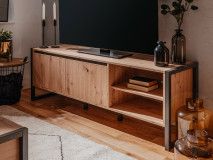 Tv-meubel DENZEL 2 deuren eik artisanaal/antraciet 