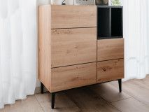 Commode NOLLY 2 deuren 2 vakken zwart/artisan eik 