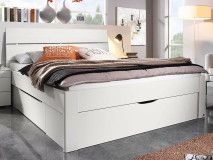Bed SCARLETT 140x200 cm wit met drie lades met hoofdeinde