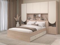 Bed met brugkast BRIDANI CURVE 140x190 cm brooklyn eik/kasjmier