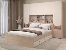 Bed met brugkast BRIDANI CURVE 160x200 cm brooklyn eik/kasjmier