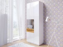 Vitrine SILAC 2 deuren (links) wit/wotan eik