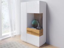 Commode SILAC 2 deuren (rechts) blanc/wotan eik