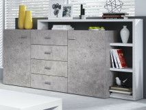 Dressoir BOTSWANA 2 deuren 4 lades wit / beton