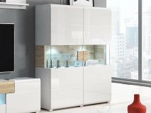 Vitrinekast TORERO 2 deuren sanremo/hoogglans wit