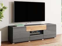 Tv-meubel TORERO 2 deuren 2 lades grandson eik/antraciet