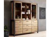 Buffetkast ATIK 4 deuren 3 lades mat zwart/taurus eik