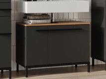 Onderkast lavabo YONA 2 deuren navarra eik/grafiet