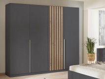 Kledingkast LATINO metaalgrijs/artisan eik 4 deuren