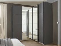 Hoekkast QUASI 4 deuren metaalgrijs met spiegel 