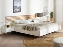 Tweepersoonsbed LATINO 180x200 cm wit/artisan eik 