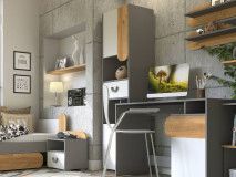 Kolomkast CARINO 2 deuren 1 lade wit/eik nash