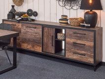 Dressoir KUTINA 3 deuren 3 lades donker scheepshout 