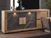 Dressoir SACHOURI 3 deuren canyon eik/marmer