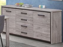 Dressoir ELINA 2 deuren 4 lades grijze eik