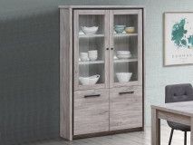 Vitrinekast ELINA 4 deuren grijze eiks