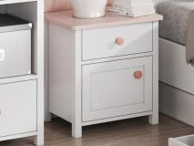 Nachtkastje LUCIA 1 deur 1 lade wit/roze 