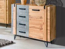 Commode MILPO 1 deur 4 lades wotan eik/beton