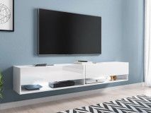 TV-meubel ACAPULCO 2 klapdeuren 180 cm wit/glanzend wit