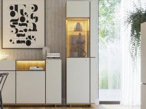 Vitrinekast MODO 1 deur artisan eik/alpine wit