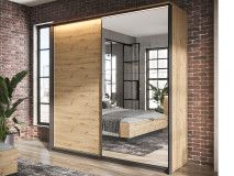 Kledingkast QUANTINO 2 schuifdeuren artisan eik/zwart 