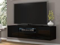 Tv-meubel AUREO 3 deuren 150 cm zwart/hoogglans zwart
