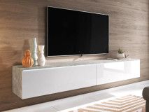 TV-meubel DUBAI 2 klapdeuren 180 cm beton/hoogglans wit