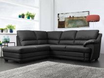 Converteerbare Hoekbank NEBRASKA met longchair links eco-leder zwart