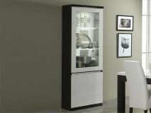 Vitrinekast REBECCA 2 deuren hoogglans zwart/hoogglans wit