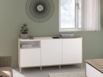 Dressoir MORPHEE 3 deuren 1 lade japanse eik/wit