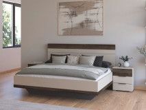 Bed met nachtkastjes SAJORIS 160x200 cm kasjmier/atlantische eik