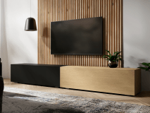 Tv-meubel KINGSTON DUO 2 klapdeuren 210 cm eik/mat zwart