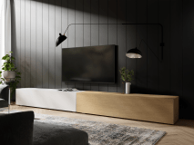 Tv-meubel KINGSTON DUO 2 klapdeuren 280 cm eik/mat wit