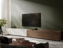 Tv-meubel KINGSTON DUO 2 klapdeuren 280 cm mat wit/walnoot