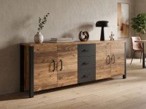 Dressoir OLIANNE 4 deuren 3 lades appenzeller sparren/zwart