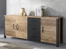 Dressoir OLIANNE 3 deuren 3 lades appenzeller sparren/zwart